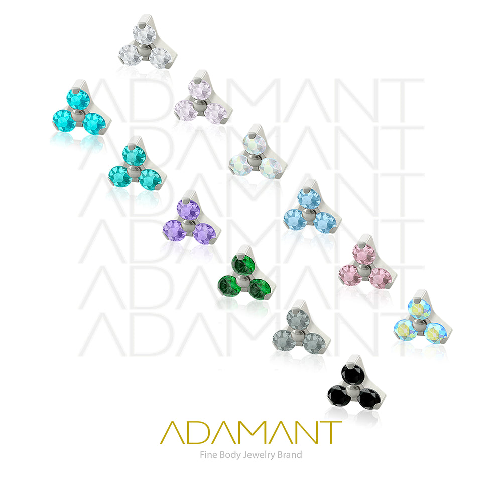 18g - 16g, Titanio Accesorio Rosca, 0.9mm Patrón de rosca, Trinity, Prong Set, Cubic Zirconia.