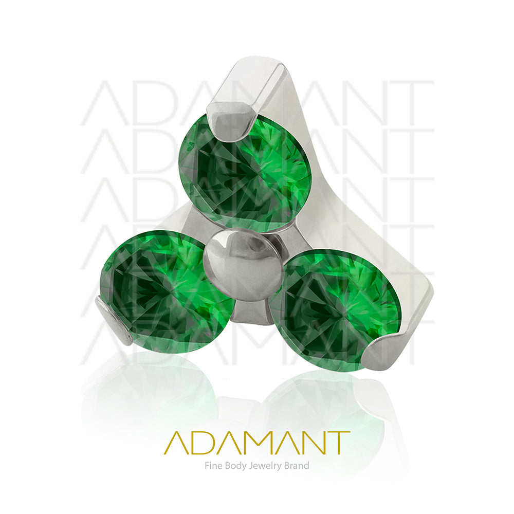 18g - 16g, Titanio Accesorio Rosca, 0.9mm Patrón de rosca, Trinity, Prong Set, Cubic Zirconia.