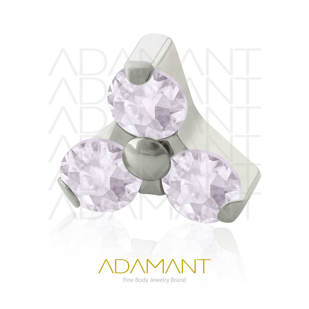 18g - 16g, Titanio Accesorio Rosca, 0.9mm Patrón de rosca, Trinity, Prong Set, Cubic Zirconia.