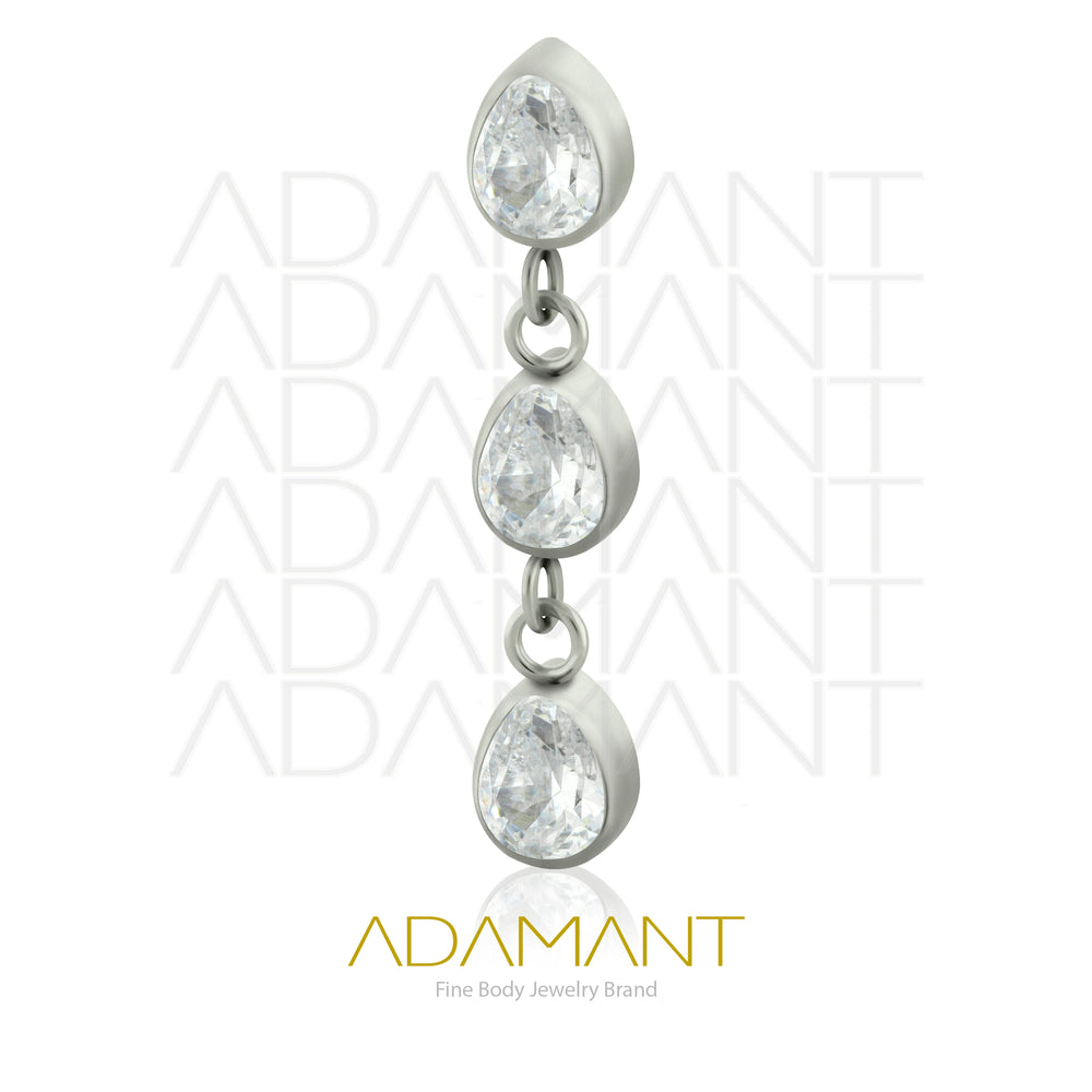 18g - 16g, Titanio Accesorio Rosca, 0.9mm Patrón de rosca, Triple Bezel set, Cubic Zirconia.
