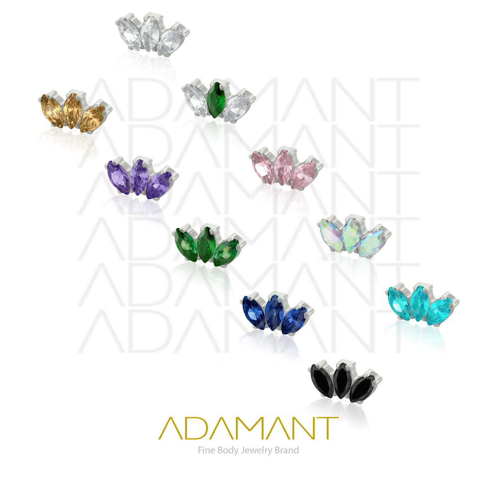 20g-18g-16g-14g Titanio Accesorios Sin Rosca, Marquise, Prong set, Cubic Zirconia.