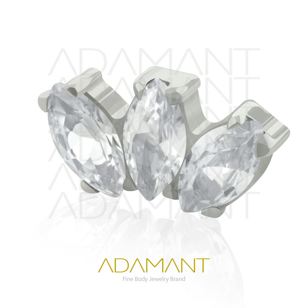 18g - 16g, Titanio Accesorio Rosca, 0.9mm Patrón de rosca, Marquise, Prong Set, Cubic Zirconia.