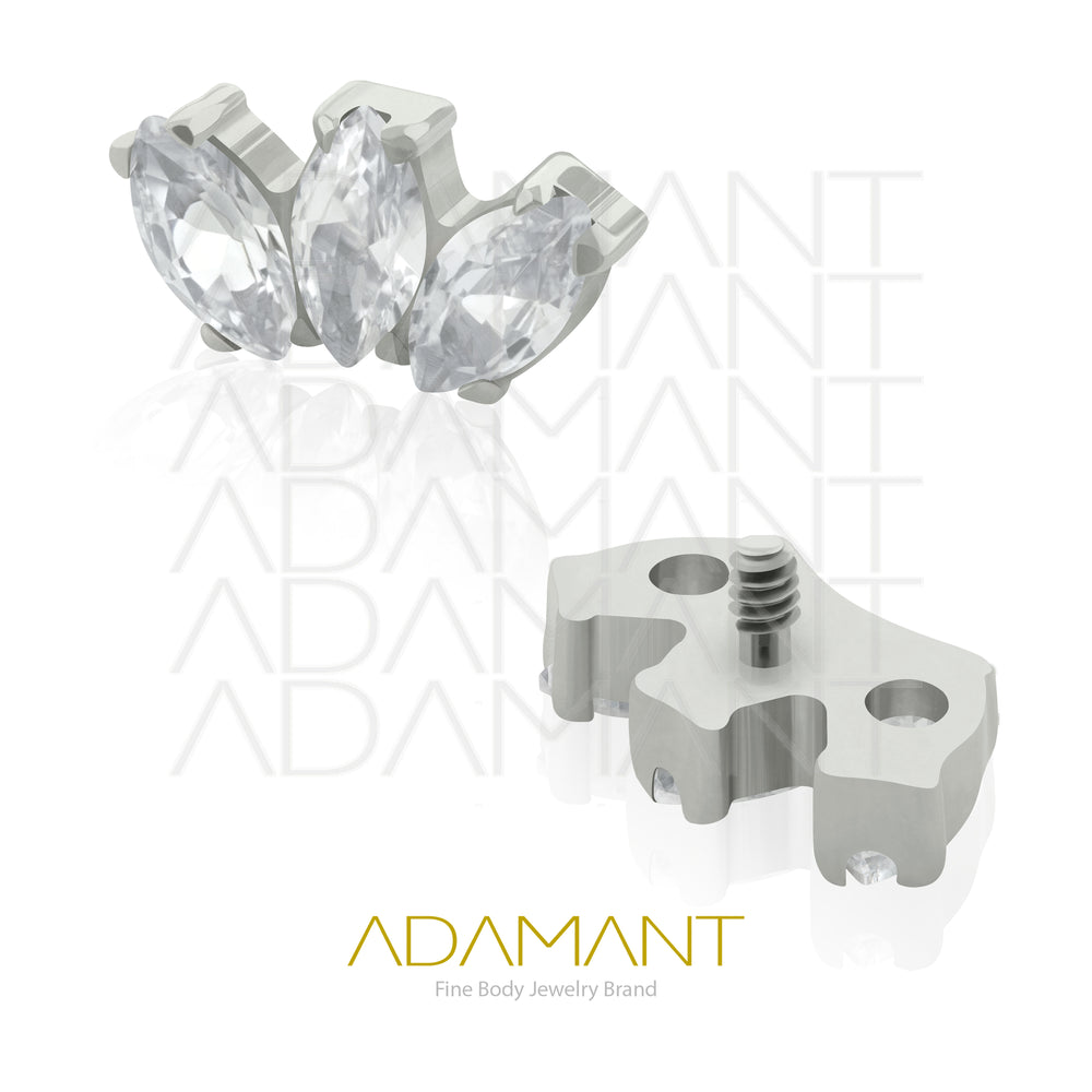 14g, Titanio Accesorio Rosca, 1.2mm Patrón de rosca, Marquise, Prong Set, Cubic Zirconia