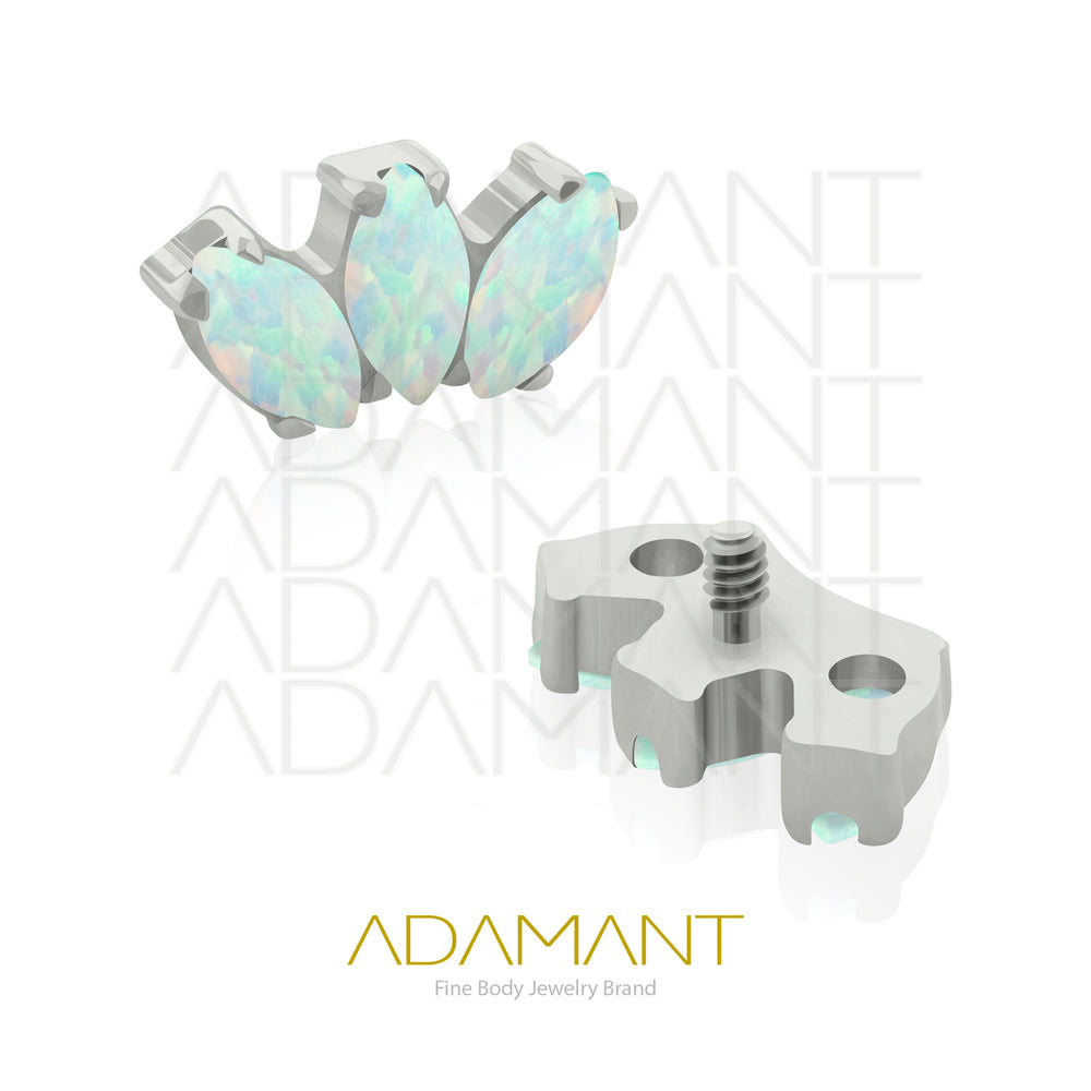 18g - 16g, Titanio Accesorio Rosca, 0.9mm Patrón de rosca, Marquise, Prong Set, Opal.