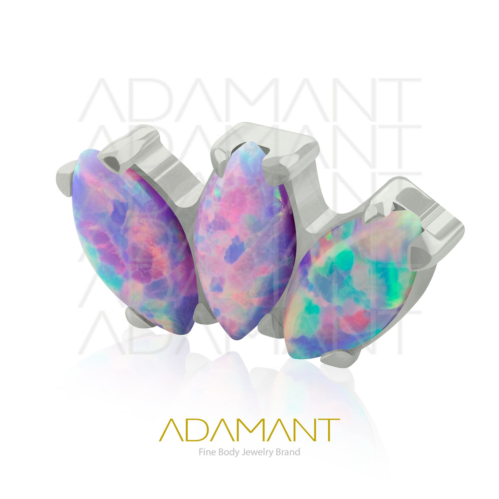 18g - 16g, Titanio Accesorio Rosca, 0.9mm Patrón de rosca, Marquise, Prong Set, Opal.