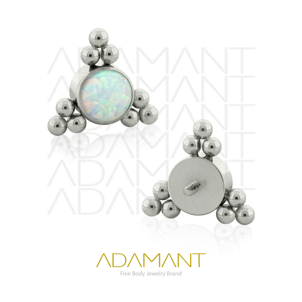 18g - 16g, Titanio Accesorio Rosca, 0.9mm Patrón de rosca, Triple TRI, Bezel Set, Opal.