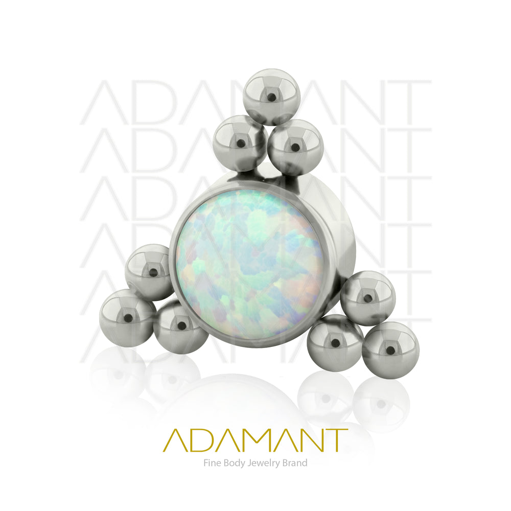 18g - 16g, Titanio Accesorio Rosca, 0.9mm Patrón de rosca, Triple TRI, Bezel Set, Opal.
