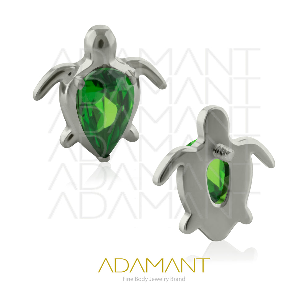 18g - 16g, Titanio Accesorio Rosca, 0.9mm Patrón de rosca, Tortuga, Prong Set, Cubic Zirconia.