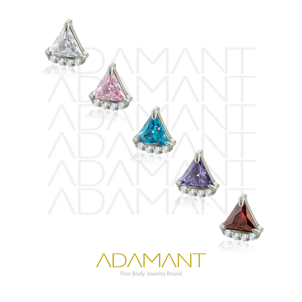 18g - 16g, Titanio Accesorio Rosca, 0.9mm Patrón de rosca, Colmillo, Prong Set, Cubic Zirconia.