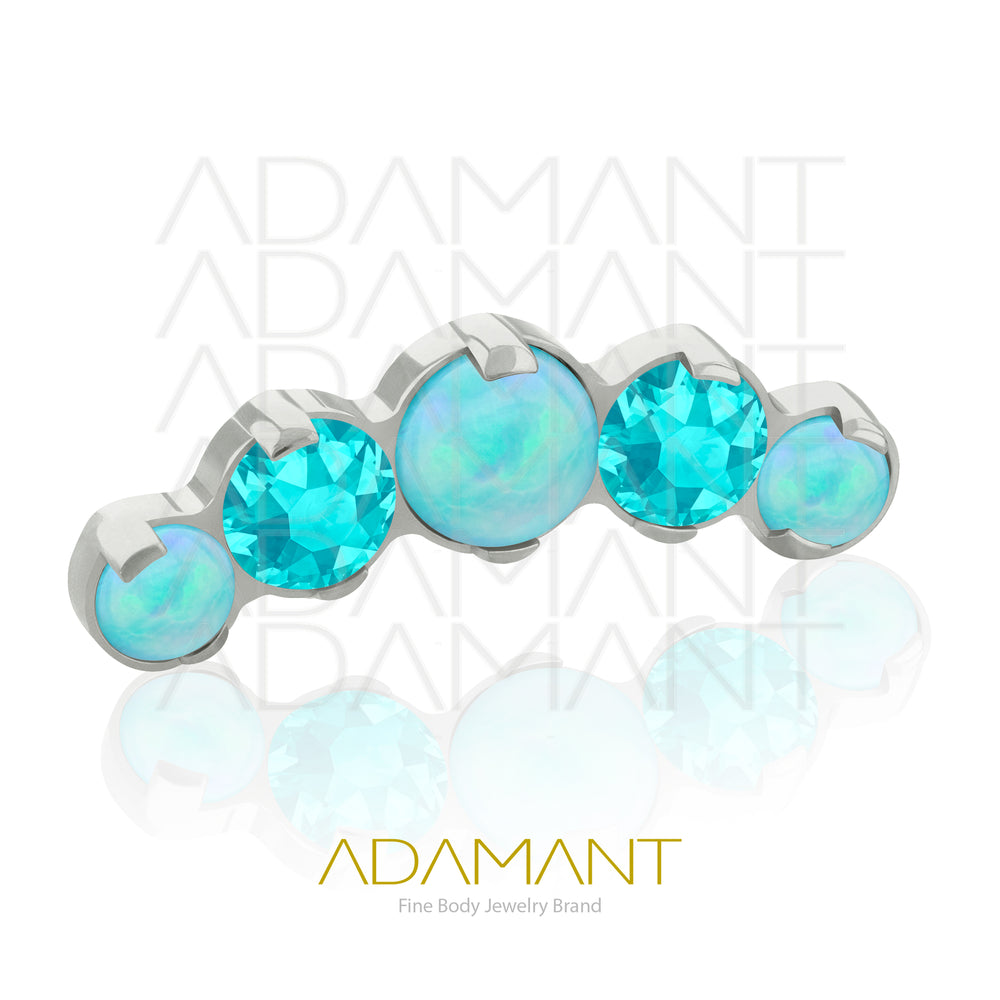 18g - 16g, Titanio Accesorio Rosca, 0.9mm Patrón de rosca, Five Curved, Prong Set, Opal y Cubic Zirconia.