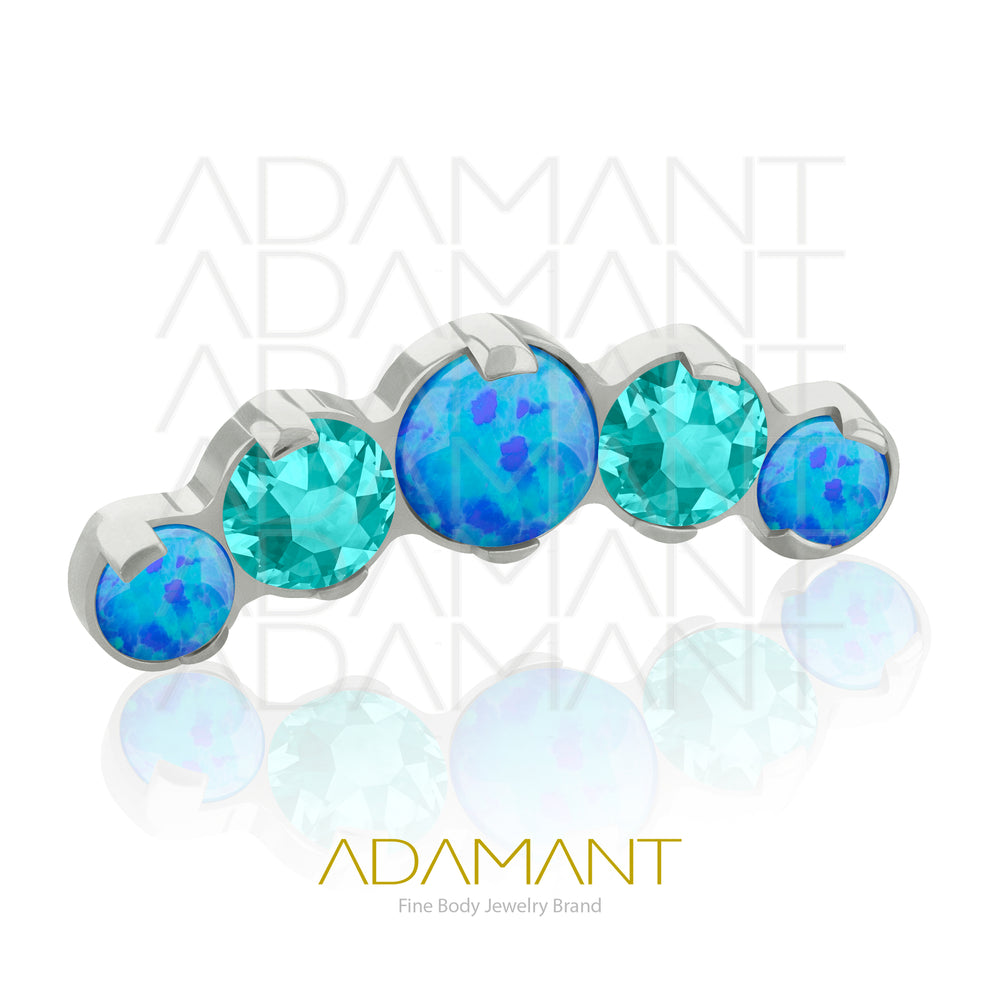 18g - 16g, Titanio Accesorio Rosca, 0.9mm Patrón de rosca, Five Curved, Prong Set, Opal y Cubic Zirconia.
