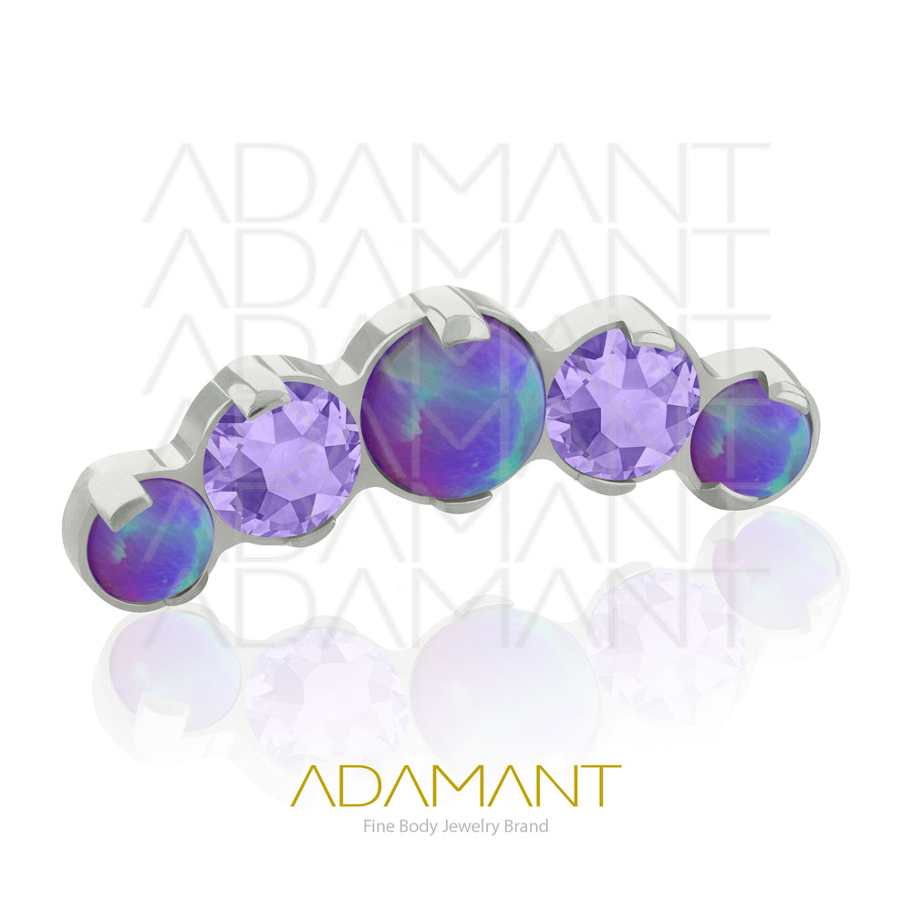 18g - 16g, Titanio Accesorio Rosca, 0.9mm Patrón de rosca, Five Curved, Prong Set, Opal y Cubic Zirconia.