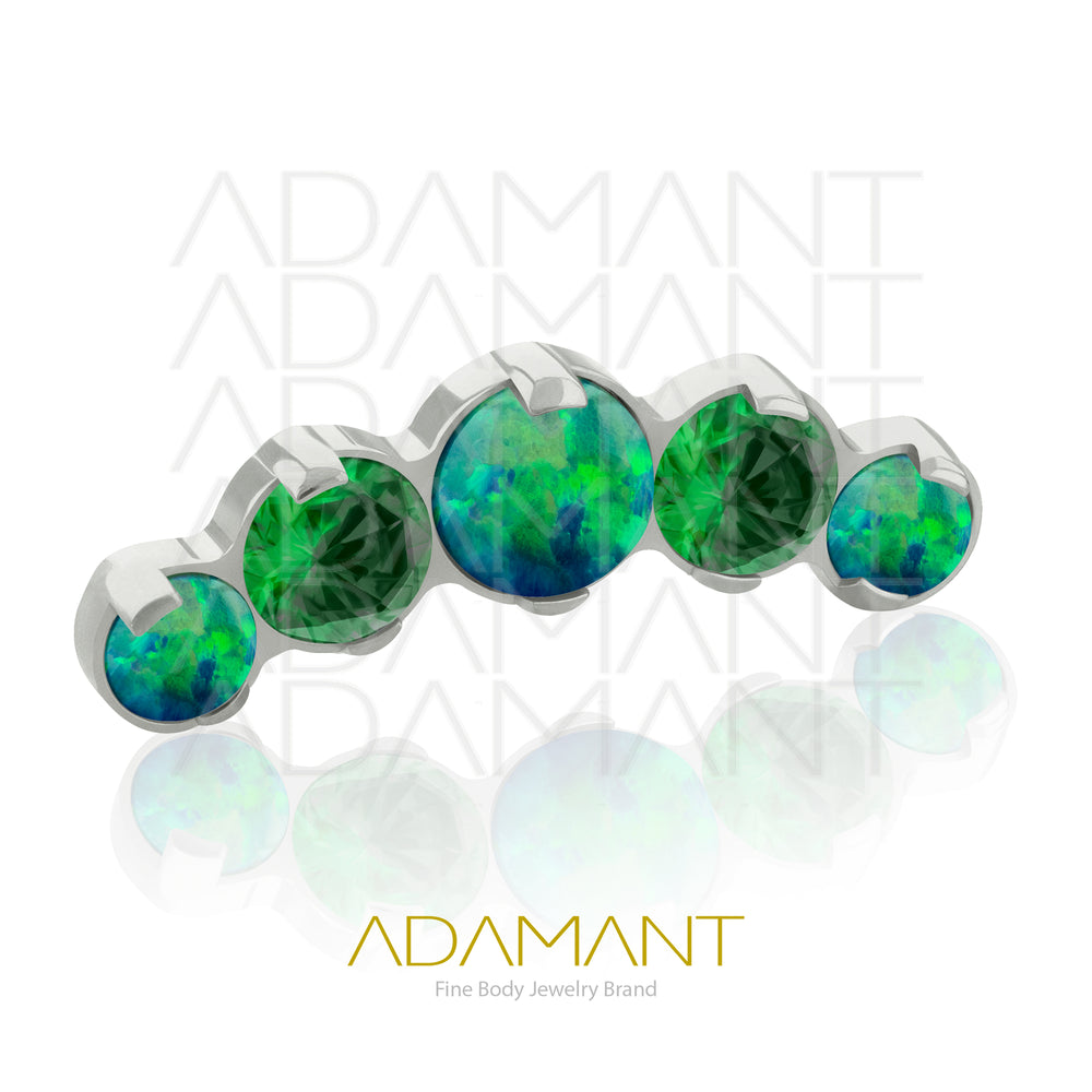 18g - 16g, Titanio Accesorio Rosca, 0.9mm Patrón de rosca, Five Curved, Prong Set, Opal y Cubic Zirconia.