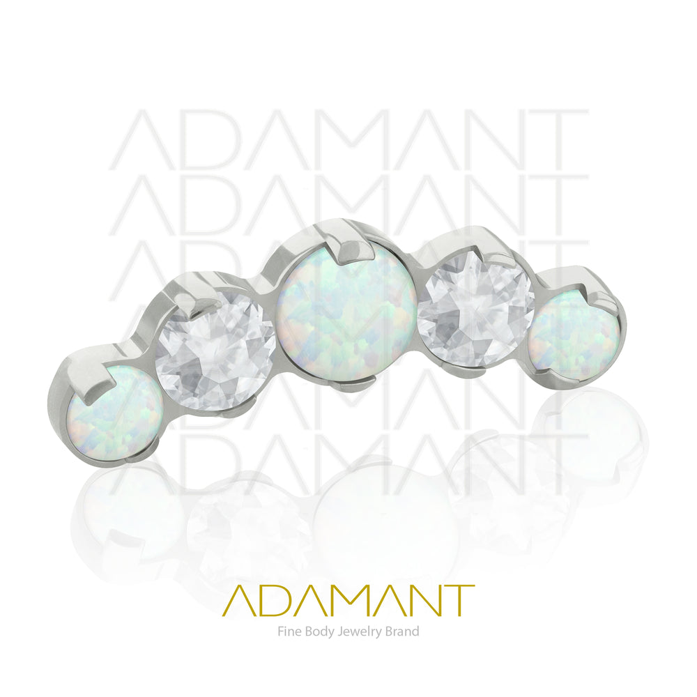 18g - 16g, Titanio Accesorio Rosca, 0.9mm Patrón de rosca, Five Curved, Prong Set, Opal y Cubic Zirconia.
