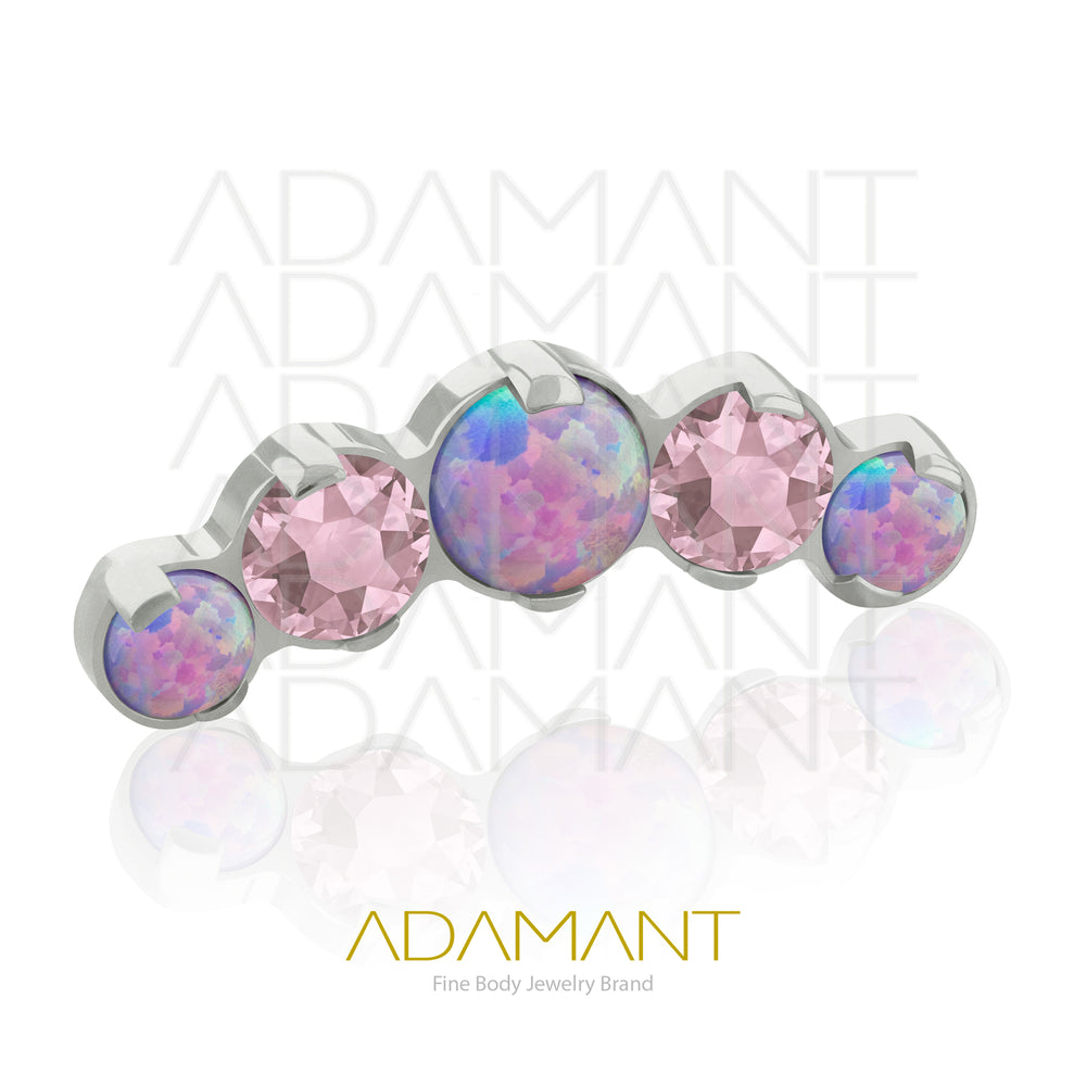 18g - 16g, Titanio Accesorio Rosca, 0.9mm Patrón de rosca, Five Curved, Prong Set, Opal y Cubic Zirconia.