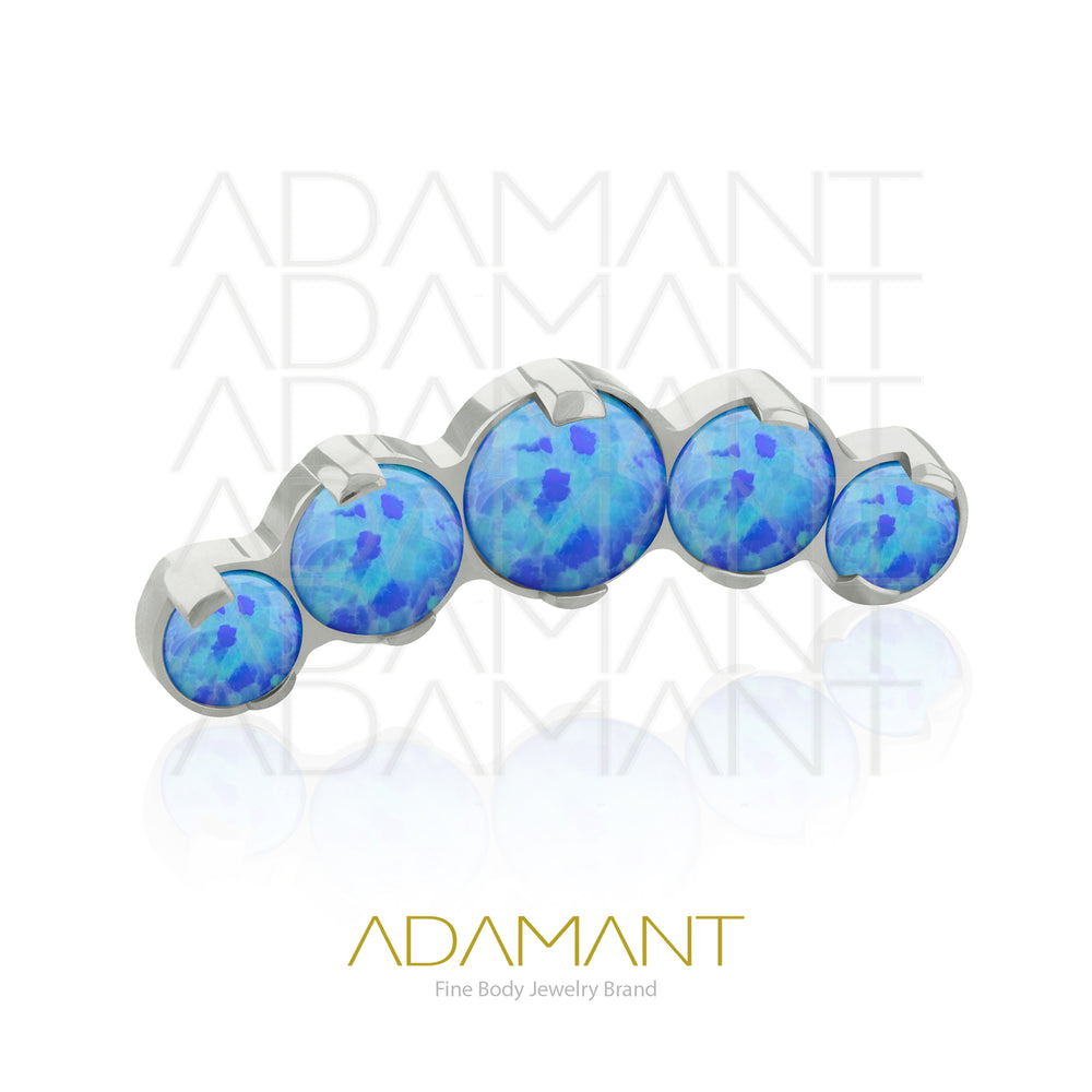 18g - 16g, Titanio Accesorio Rosca, 0.9mm Patrón de rosca, Five Curved, Prong Set, Opal.