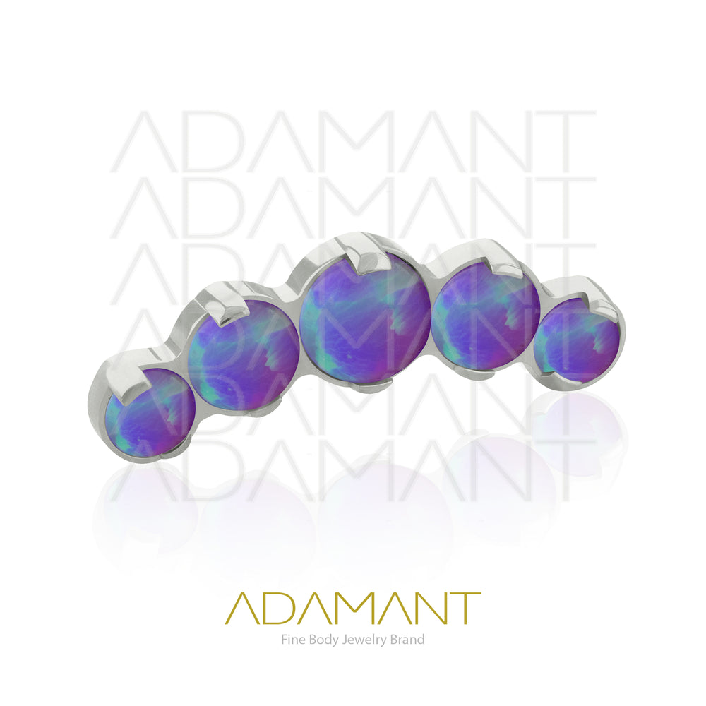 18g - 16g, Titanio Accesorio Rosca, 0.9mm Patrón de rosca, Five Curved, Prong Set, Opal.