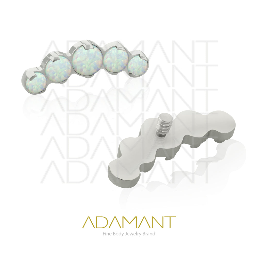 18g - 16g, Titanio Accesorio Rosca, 0.9mm Patrón de rosca, Five Curved, Prong Set, Opal.