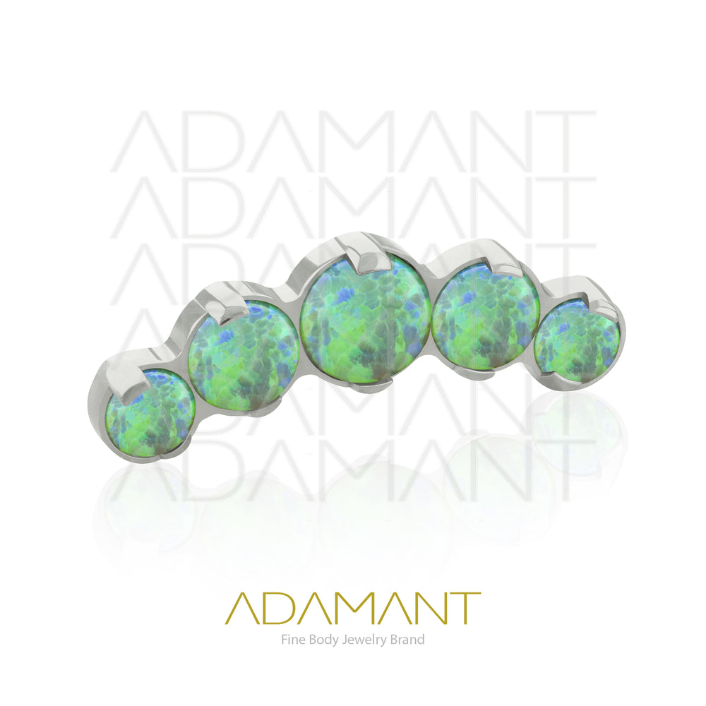 18g - 16g, Titanio Accesorio Rosca, 0.9mm Patrón de rosca, Five Curved, Prong Set, Opal.
