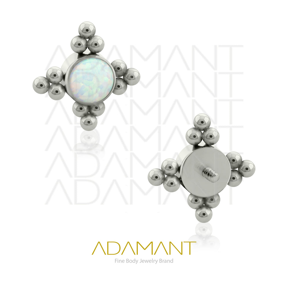 18g - 16g, Titanio Accesorio Rosca, 0.9mm Patrón de rosca, Four TRI, Bezel Set, Opal.