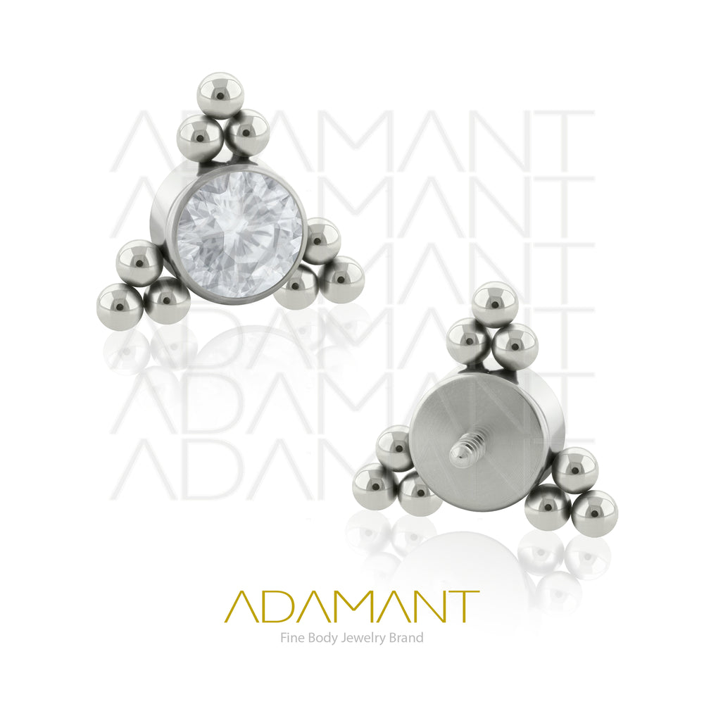 18g - 16g, Titanio Accesorio Rosca, 0.9mm Patrón de rosca, Triple TRI, Bezel Set, Cubic Zirconia.