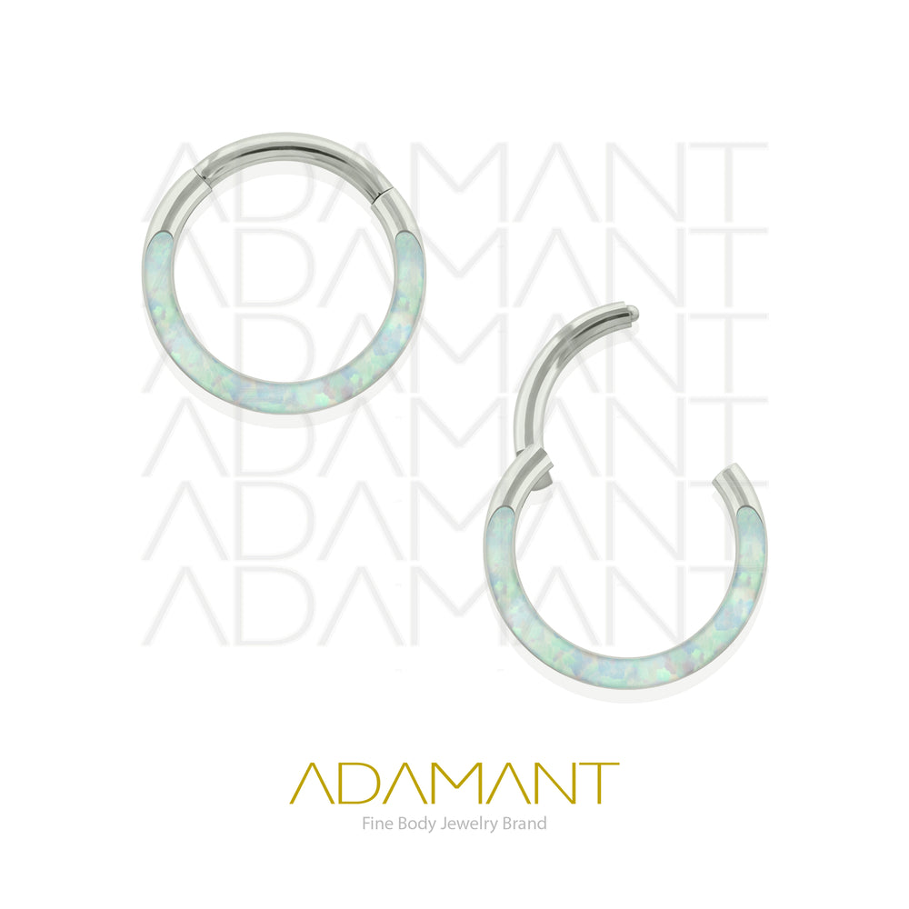 18g, Titanio, Aro Clicker con Bisagra, Front Full Opal