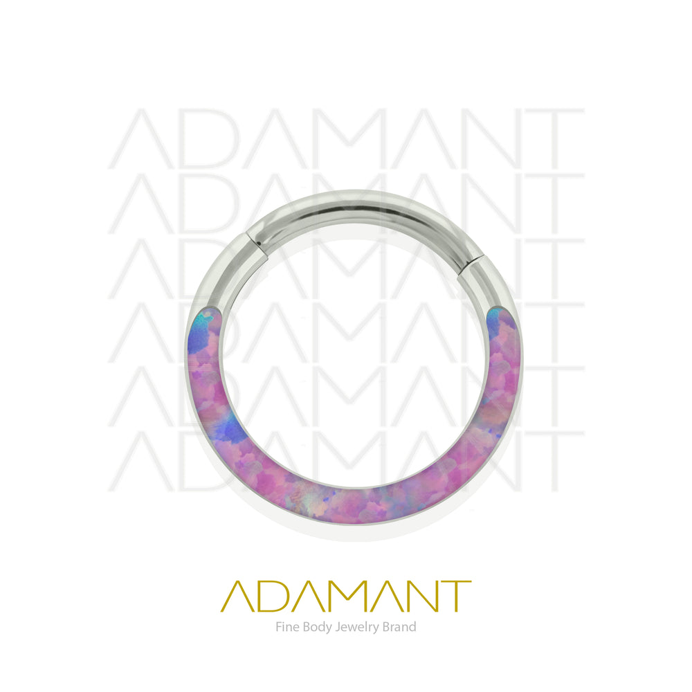18g, Titanio, Aro Clicker con Bisagra, Front Full Opal