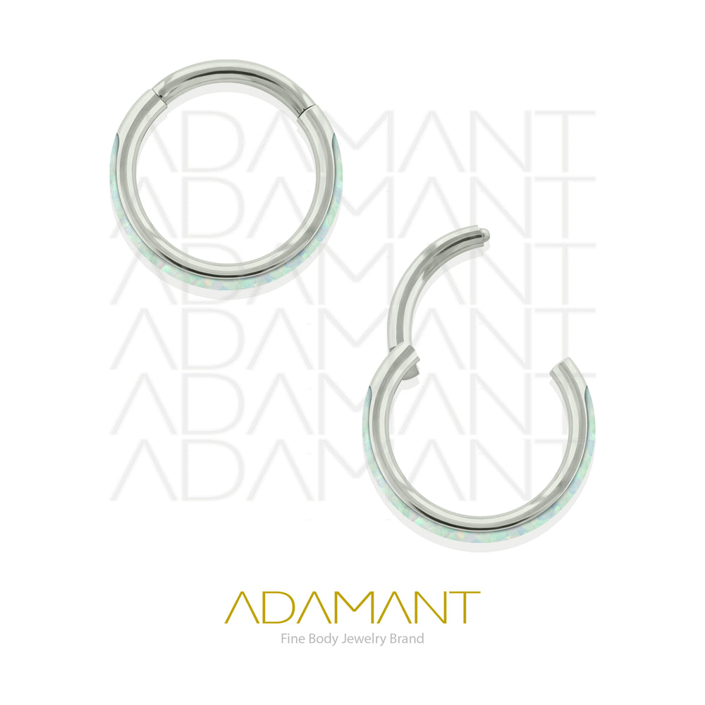 18g, Titanio, Aro Clicker con Bisagra, Side Full Opal