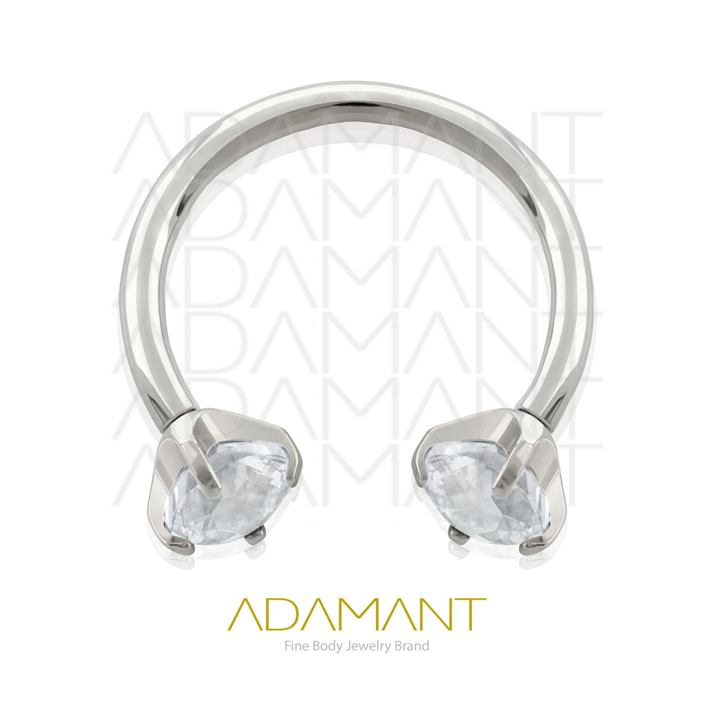 18g, Titanio Circular Barbell, Rosca Interna, 0.9 mm Patrón de Rosca, Herradura con Prong set 4, Cubic Zirconia.