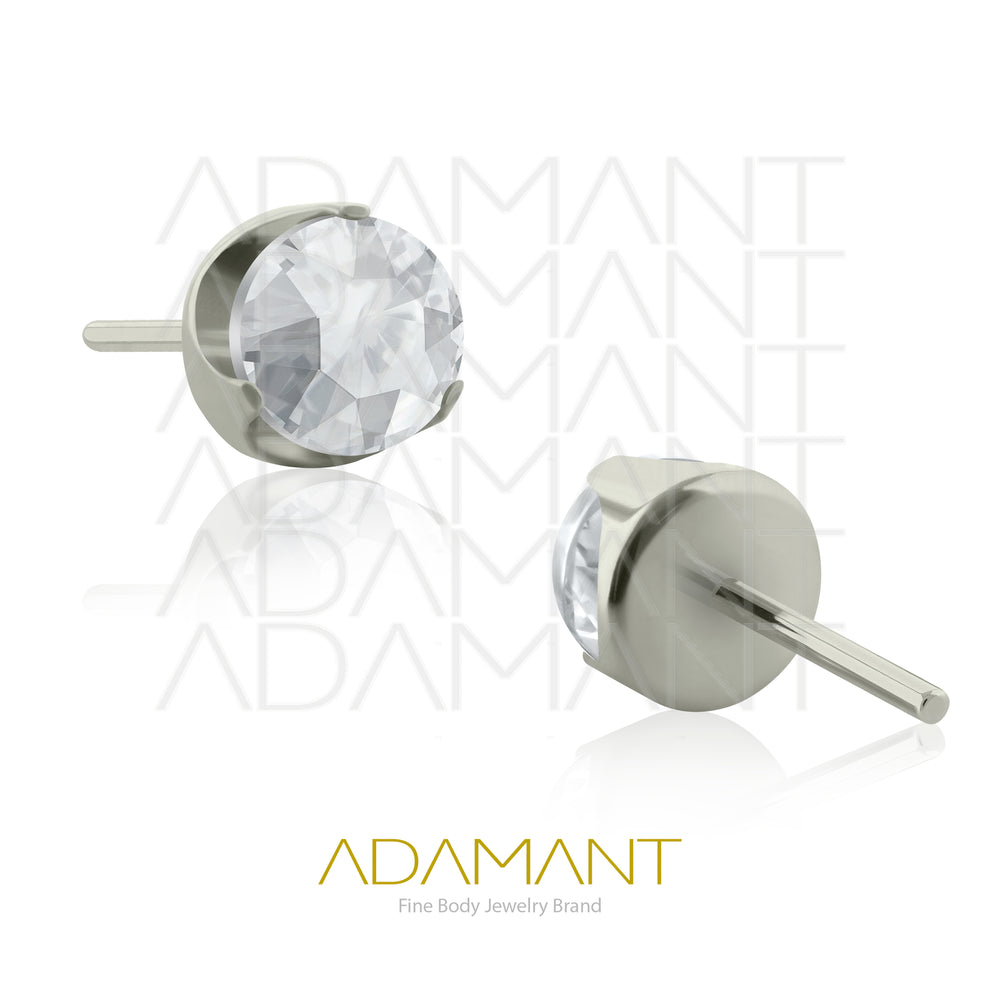 20g-18g-16g-14g Titanio Accesorios Sin Rosca, Flat Prong set 3, Cubic Zirconia.