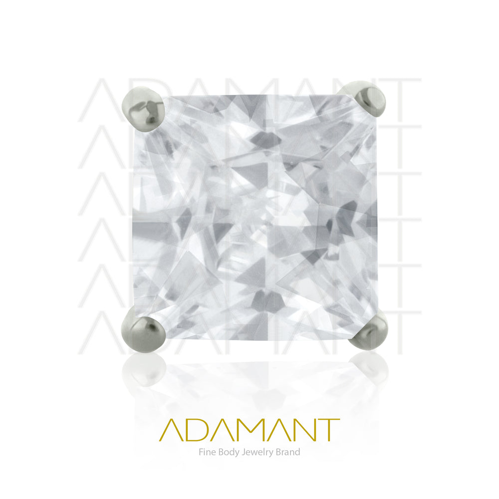 20g-18g-16g-14g Titanio Accesorios Sin Rosca, Cuadrado, Prong set 4, Cubic Zirconia.