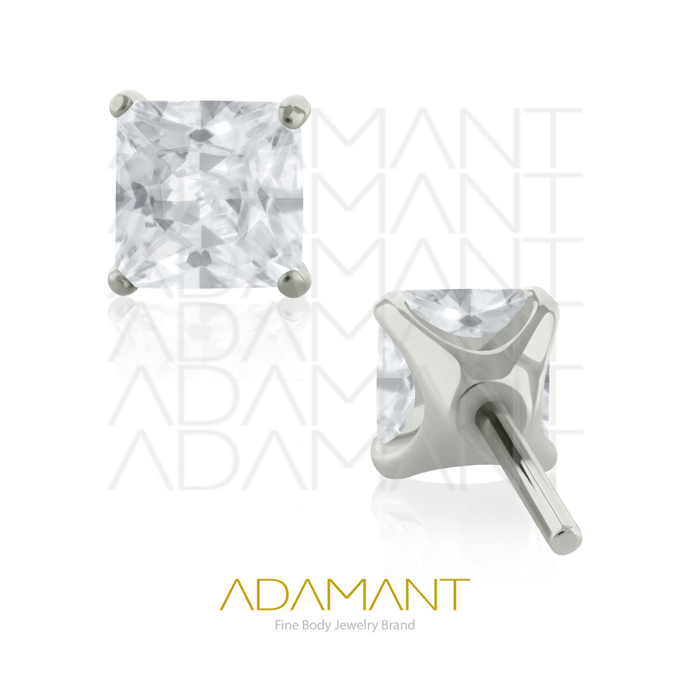 20g-18g-16g-14g Titanio Accesorios Sin Rosca, Cuadrado, Prong set 4, Cubic Zirconia.