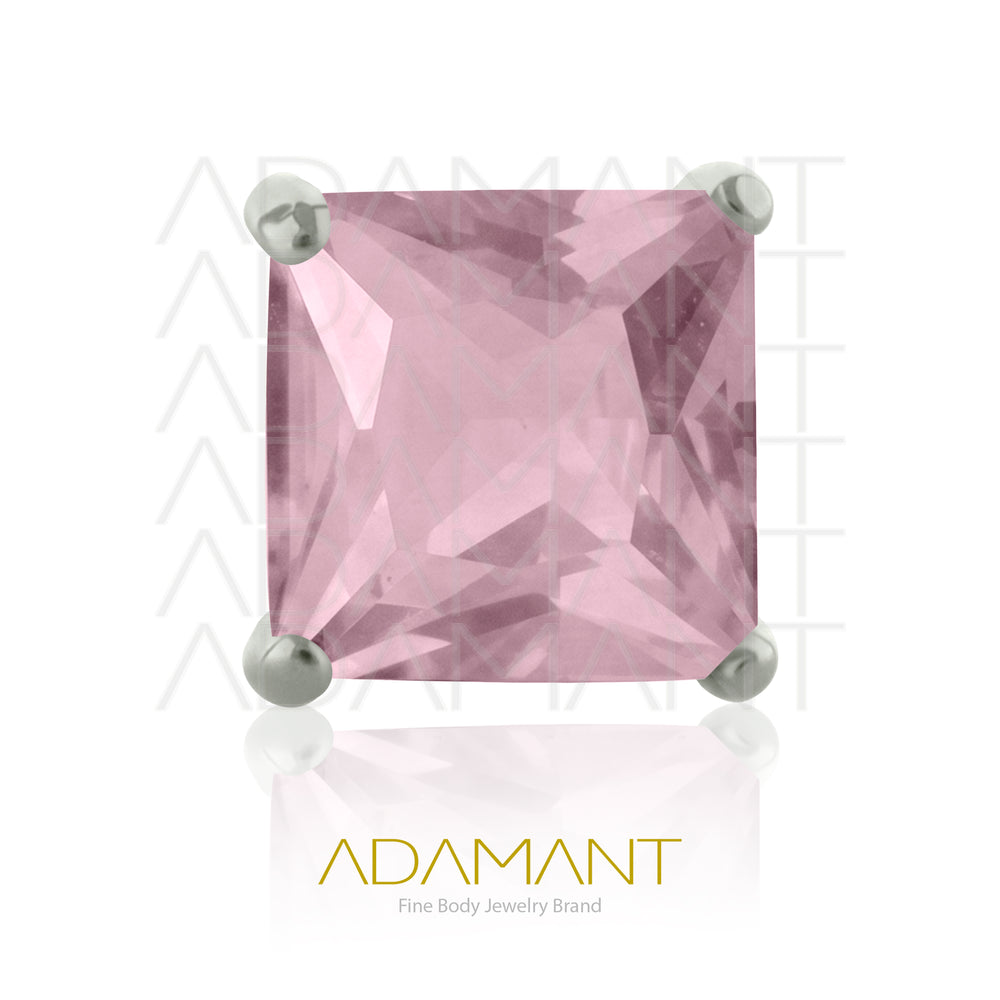 20g-18g-16g-14g Titanio Accesorios Sin Rosca, Cuadrado, Prong set 4, Cubic Zirconia.