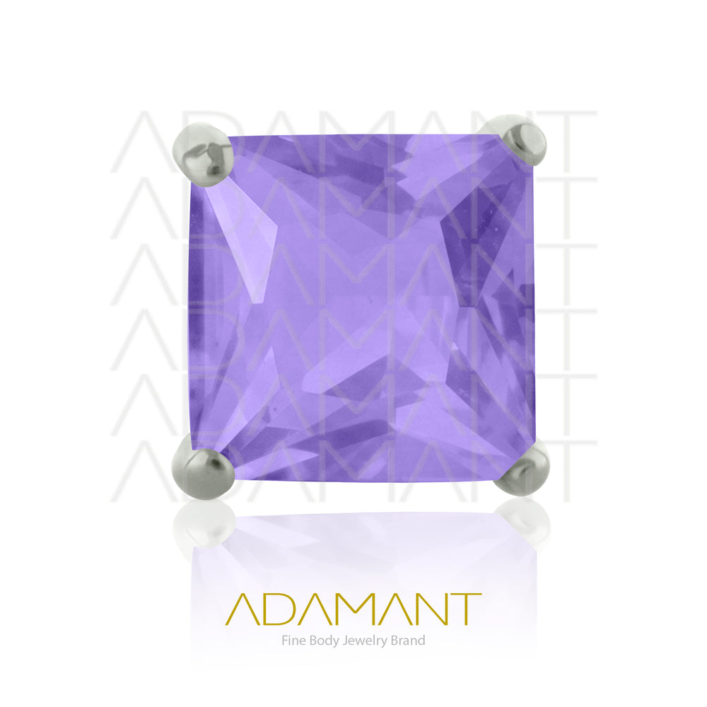 20g-18g-16g-14g Titanio Accesorios Sin Rosca, Cuadrado, Prong set 4, Cubic Zirconia.