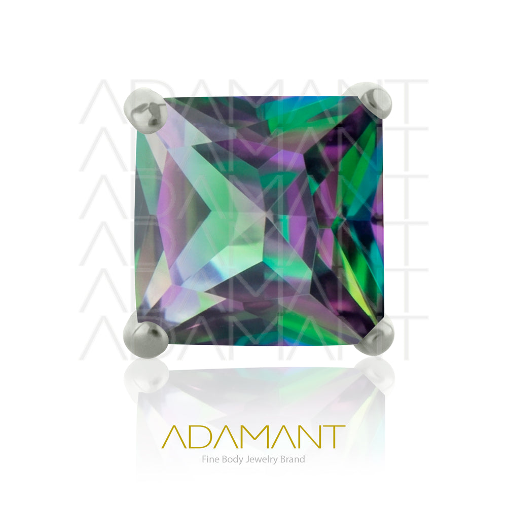 20g-18g-16g-14g Titanio Accesorios Sin Rosca, Cuadrado, Prong set 4, Cubic Zirconia.