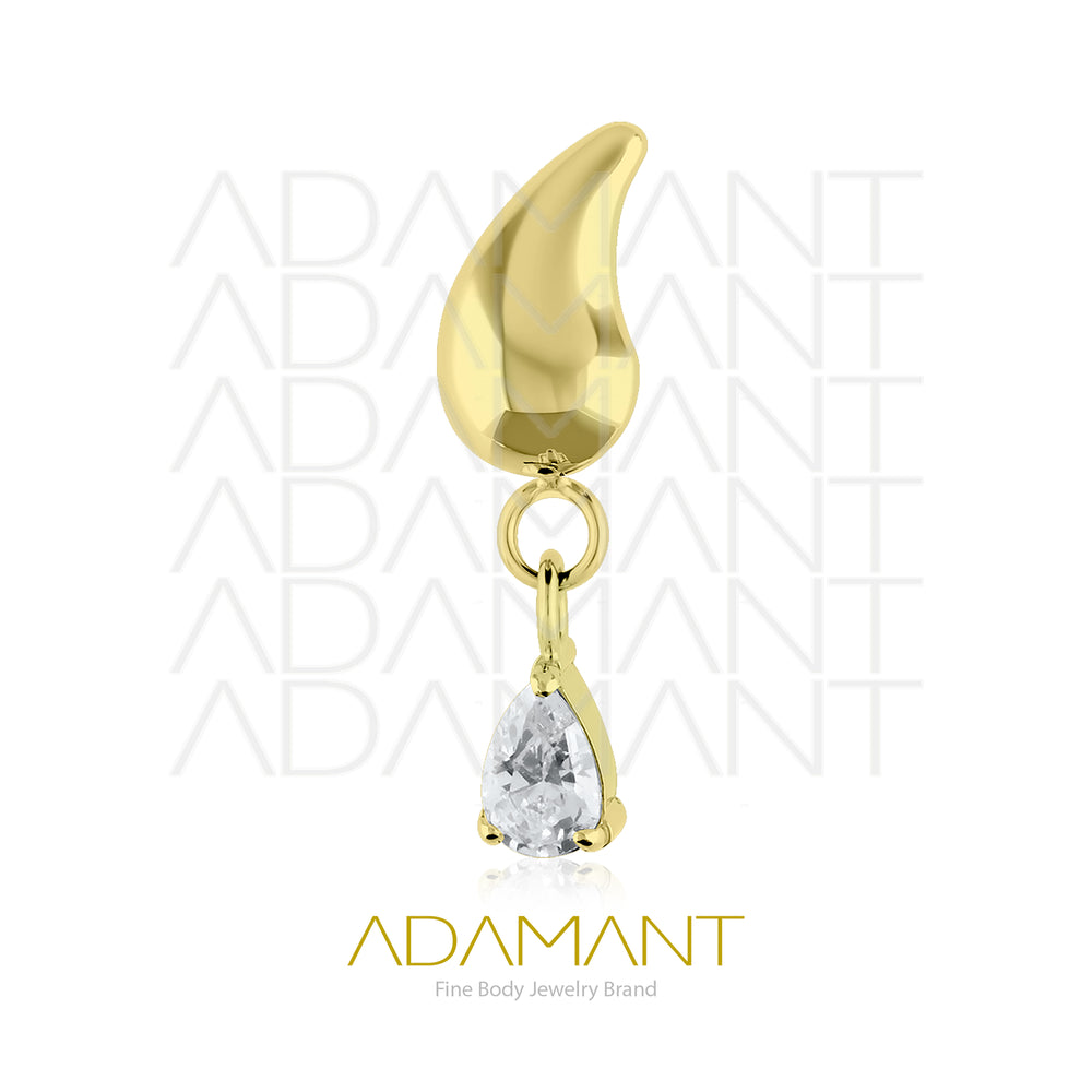 20g-18g-16g-14g Titanio Platizado Dorado Accesorios Sin Rosca, Crystal Drop, prong set Cubic Zirconia.