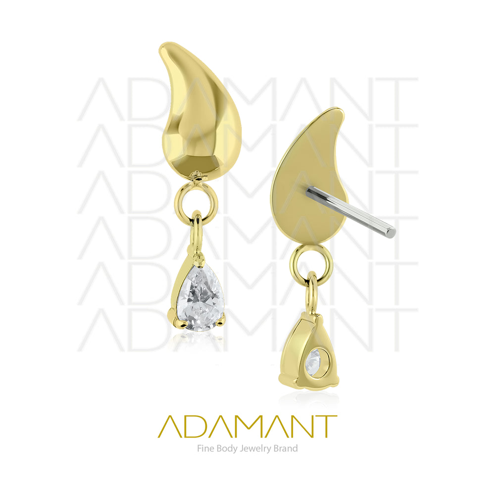 20g-18g-16g-14g Titanio Platizado Dorado Accesorios Sin Rosca, Crystal Drop, prong set Cubic Zirconia.