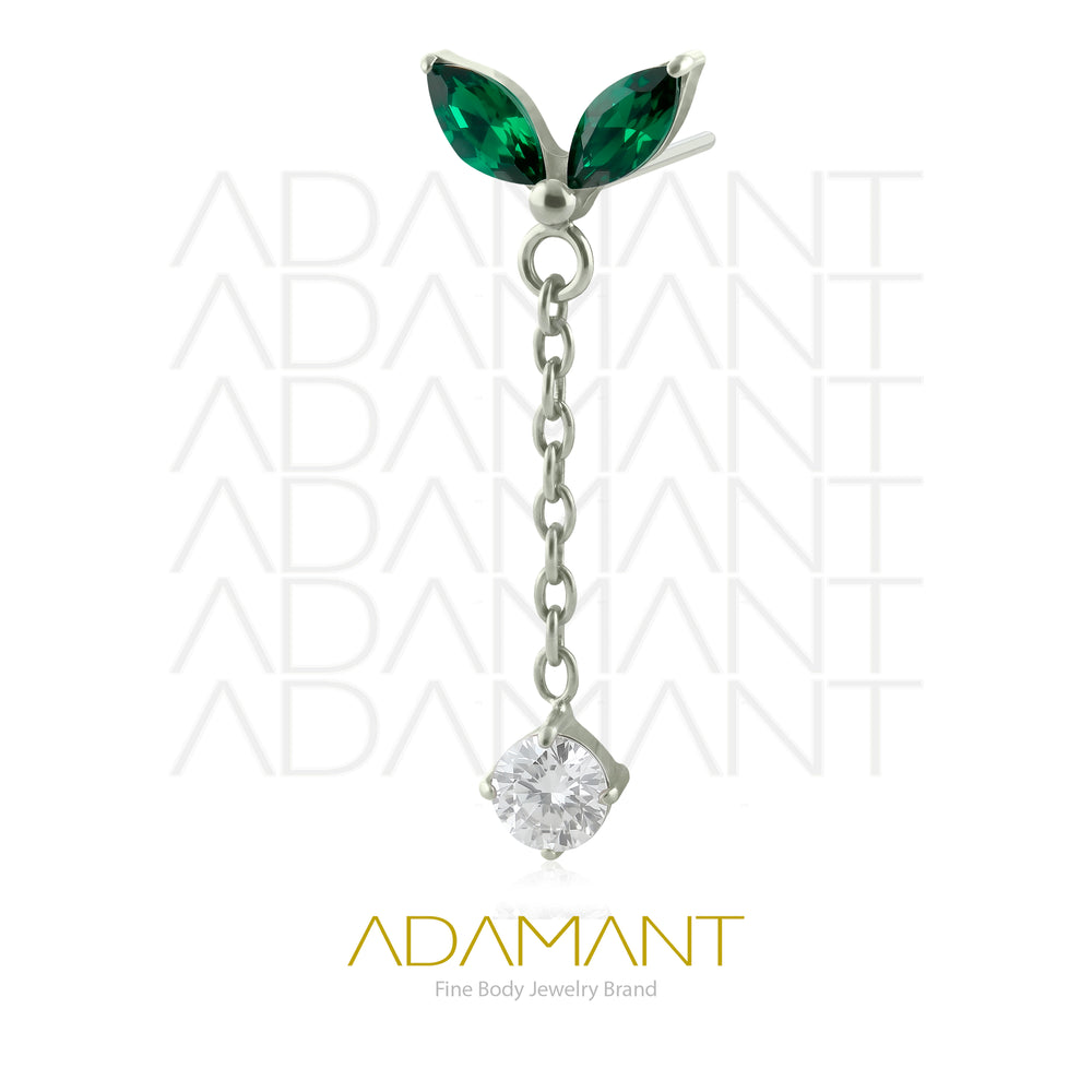 20g-18g-16g-14g Titanio Accesorios Sin Rosca,Double Navette with Chain, Prong set, Cubic Zirconia.
