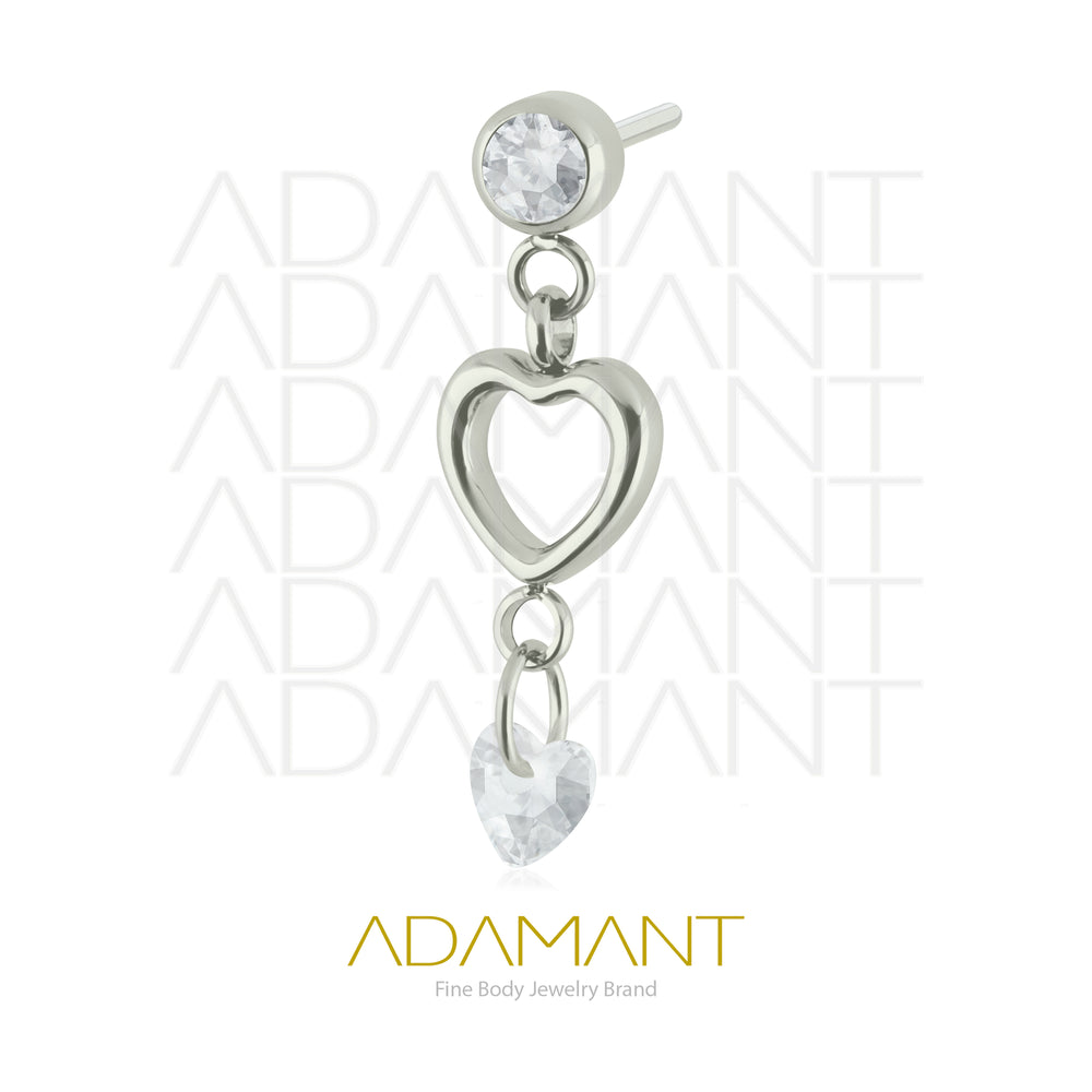 20g-18g-16g-14g Titanio Accesorios Sin Rosca, Heart Glow, Prong set, Cubic Zirconia.