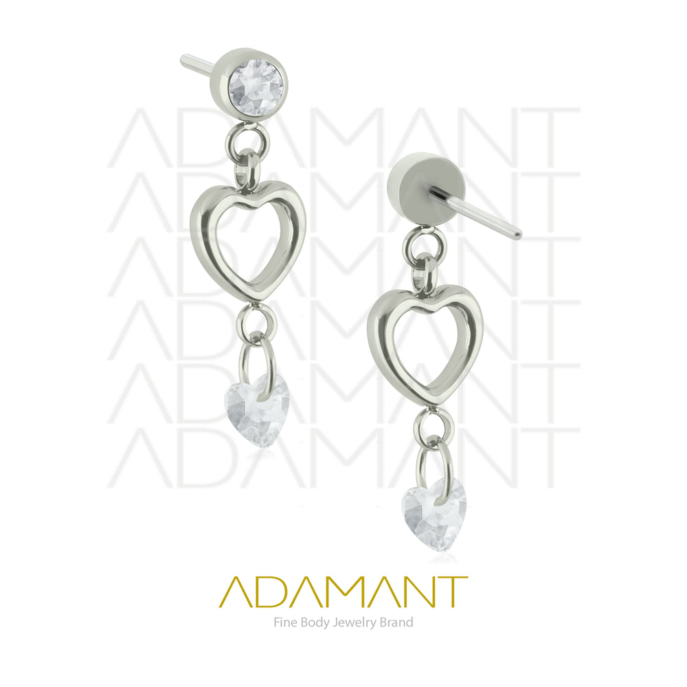20g-18g-16g-14g Titanio Accesorios Sin Rosca, Heart Glow, Prong set, Cubic Zirconia.