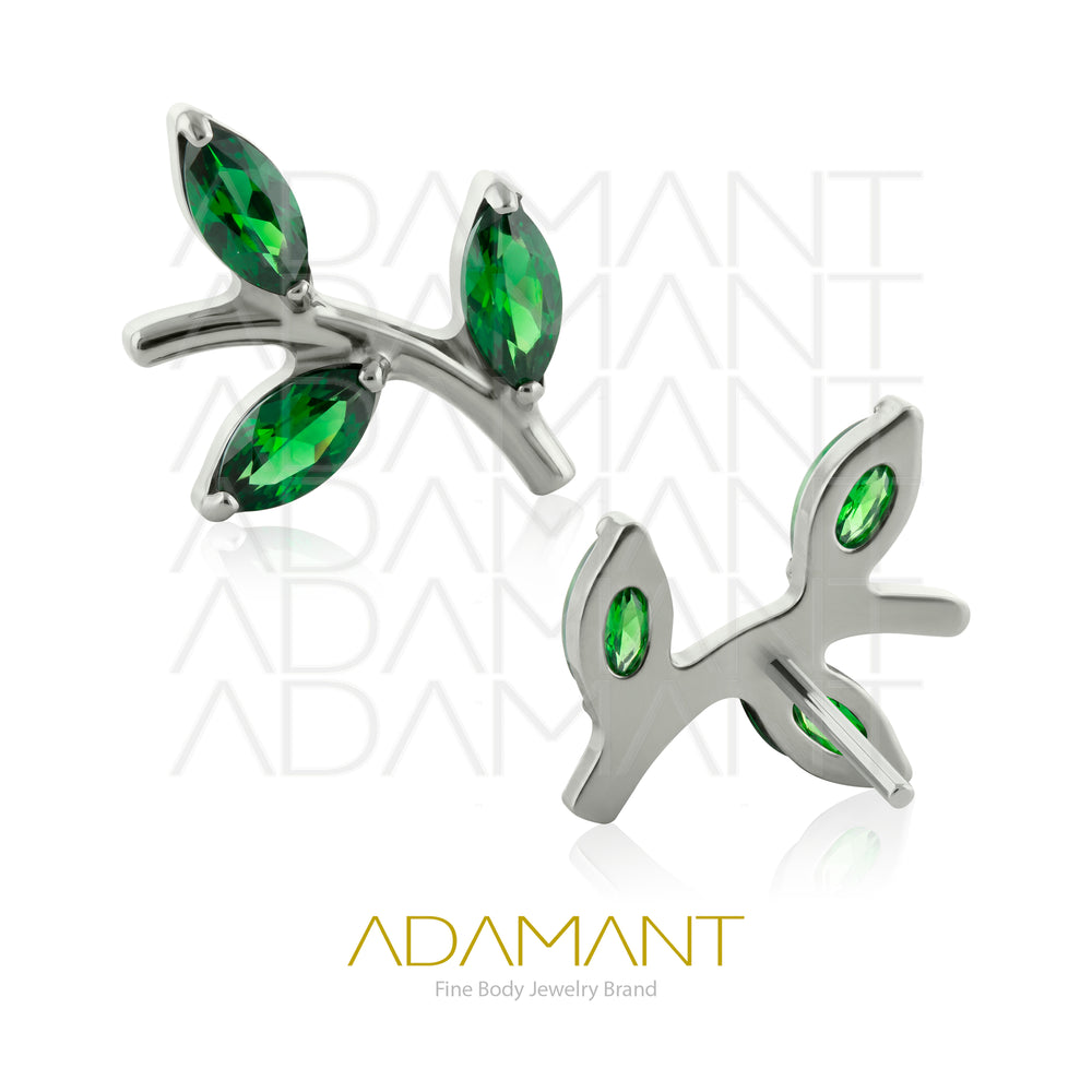 20g-18g-16g-14g Titanio Accesorios Sin Rosca,  Leaf Trio, Prong set, Cubic Zirconia.