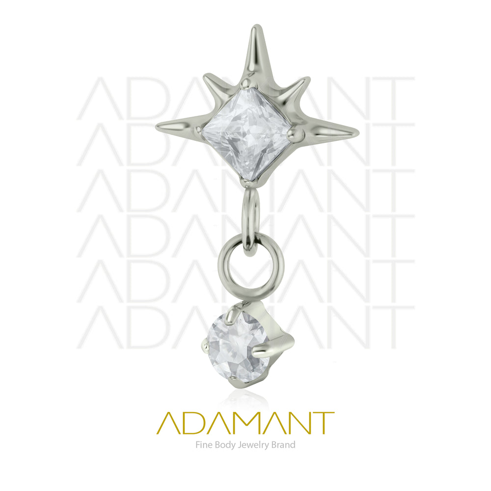 20g-18g-16g-14g Titanio Accesorios Sin Rosca, Star Drop, Prong set, Cubic Zirconia.