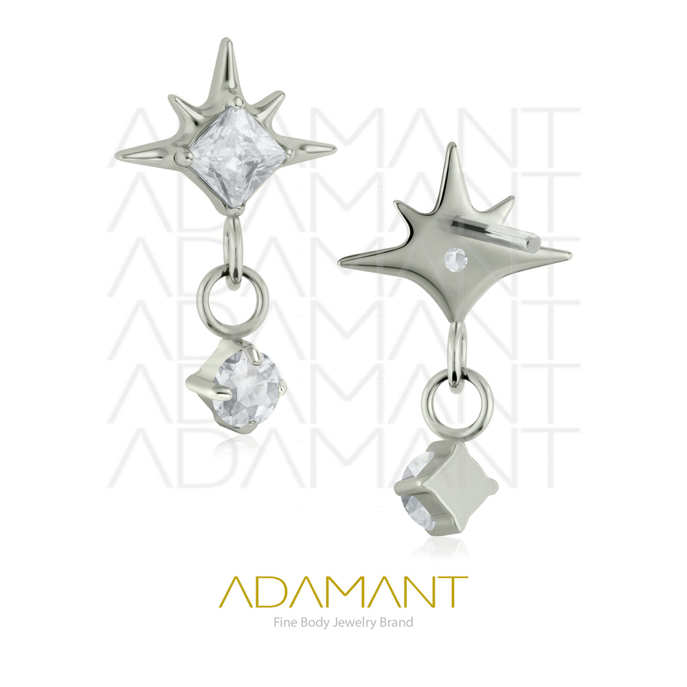 20g-18g-16g-14g Titanio Accesorios Sin Rosca, Star Drop, Prong set, Cubic Zirconia.