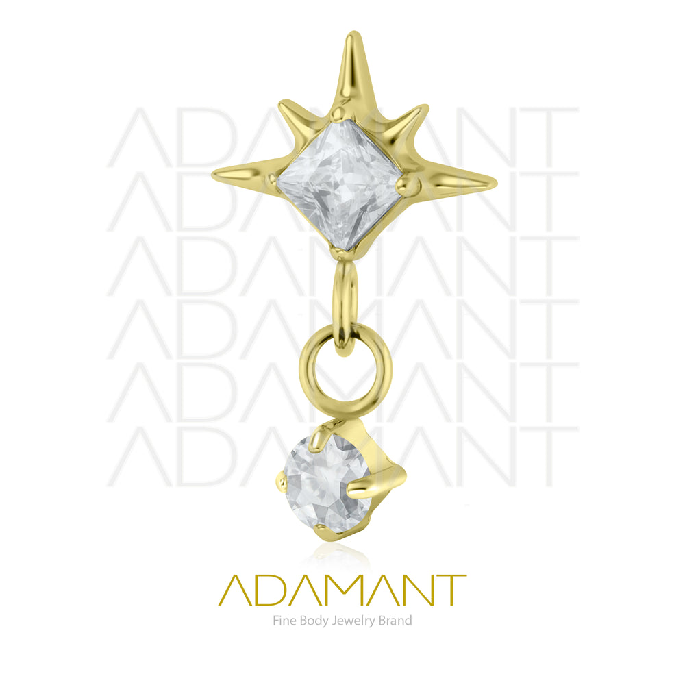 20g-18g-16g-14g Titanio Platizado Dorado Accesorios Sin Rosca, Star Drop, prong set Cubic Zirconia.