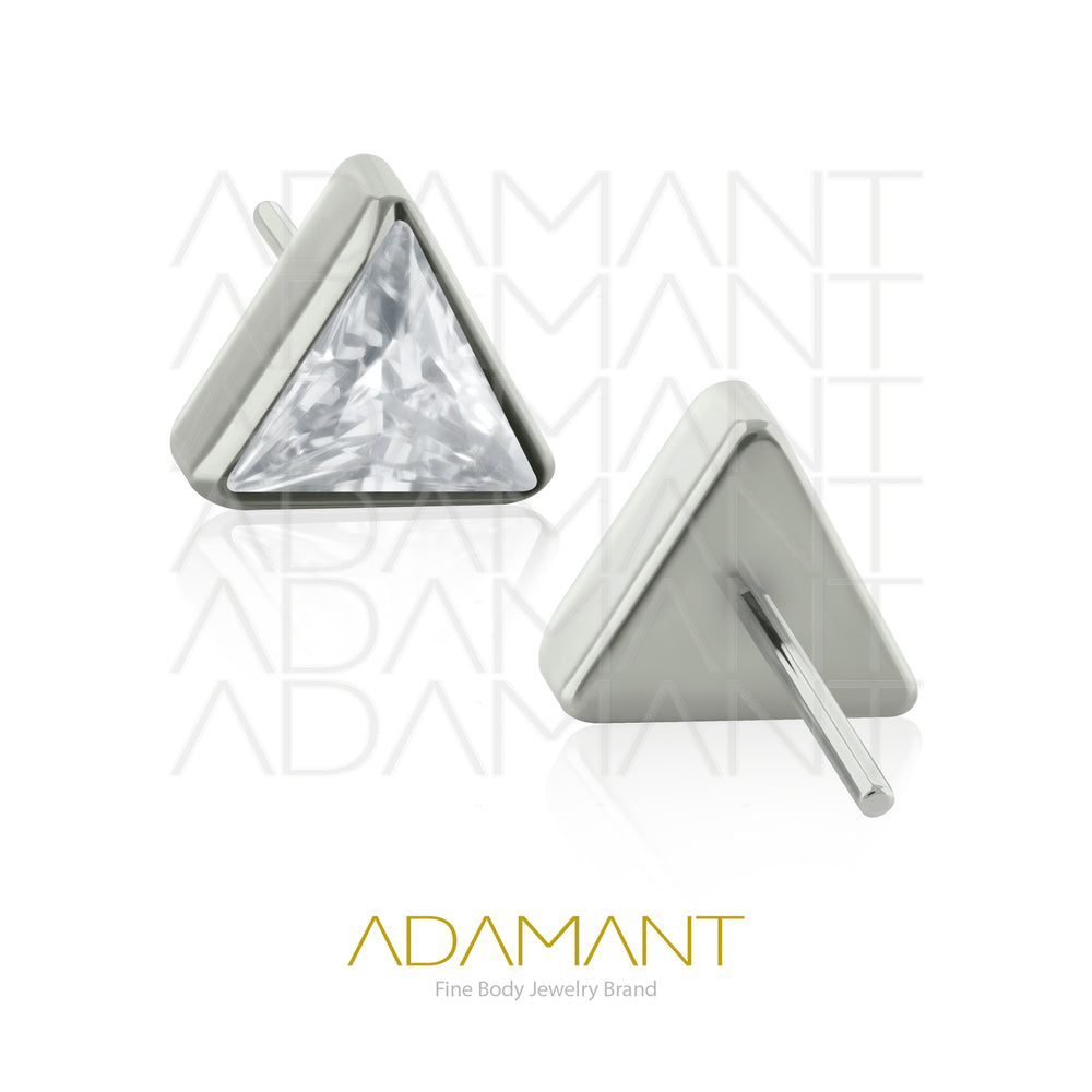 20g-18g-16g-14g Titanio Accesorios Sin Rosca,  Triángulo, Prong set 3, Cubic Zirconia.