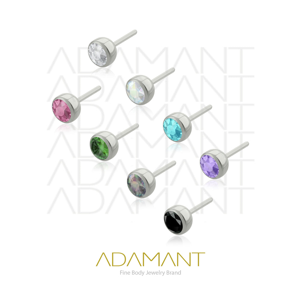 20g-18g-16g-14g Titanio Accesorios Sin Rosca, Bezel set, Cubic Zirconia.