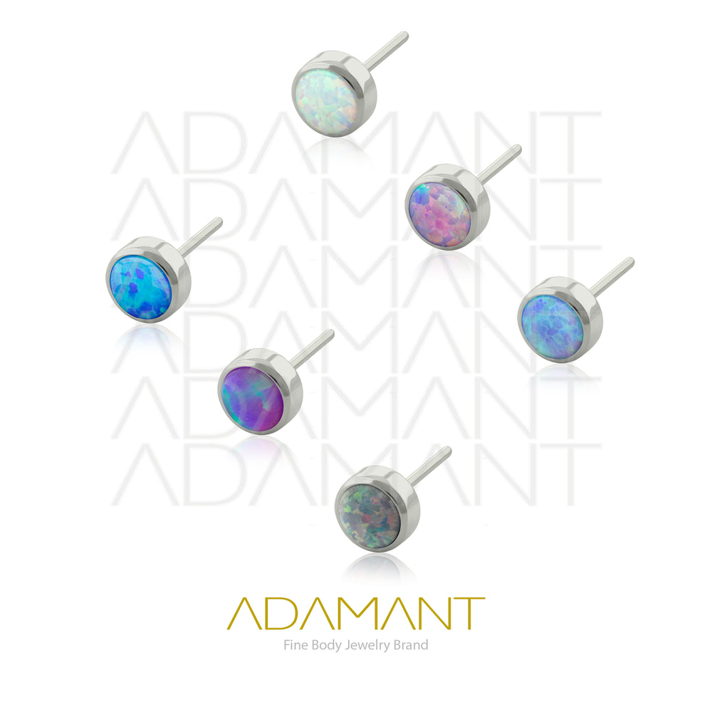 20g-18g-16g-14g Titanio Accesorios Sin Rosca, Bezel set Plano, Opal.