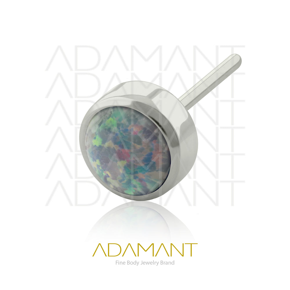 20g-18g-16g-14g Titanio Accesorios Sin Rosca, Bezel set Plano, Opal.