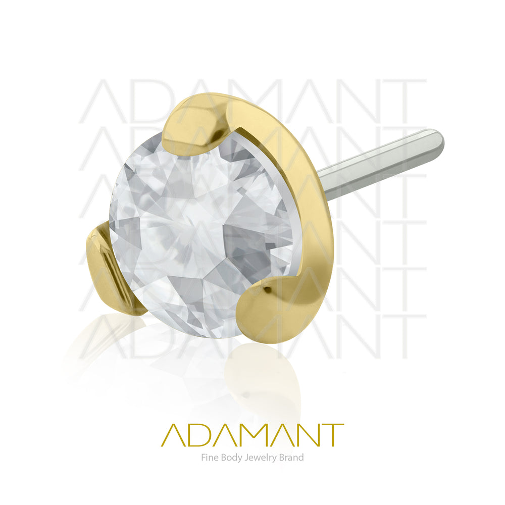 20g-18g-16g-14g Titanio Platizado Dorado Accesorios Sin Rosca, Prong set 3, Cubic Zirconia.