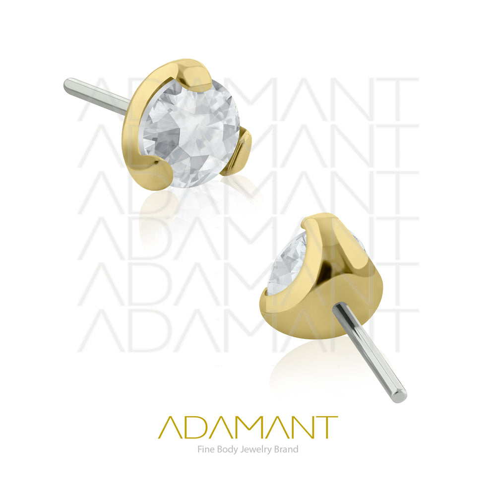 20g-18g-16g-14g Titanio Platizado Dorado Accesorios Sin Rosca, Prong set 3, Cubic Zirconia.